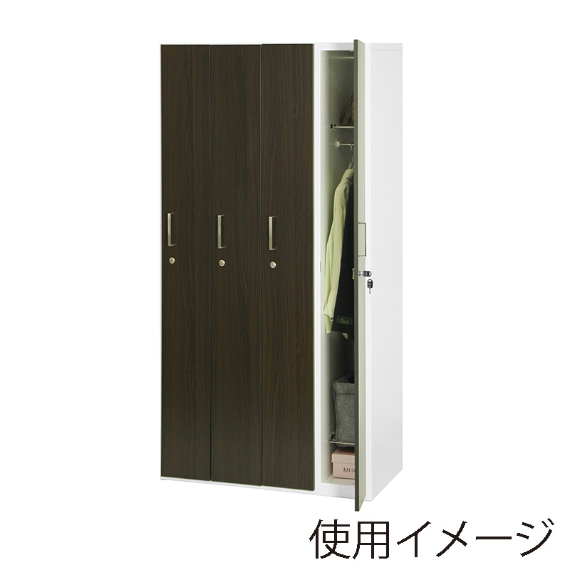 木扉スチールロッカー 4人用 ダーク 1台（ご注文単位1台）【直送品】