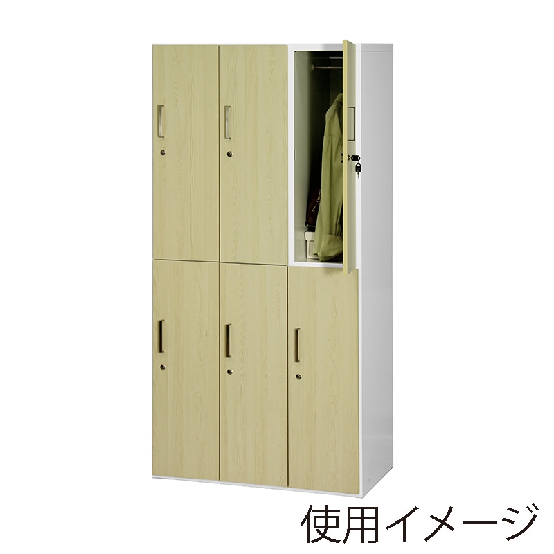 木扉スチールロッカー 6人用 オーク 1台(ご注文単位1台)【直送品】