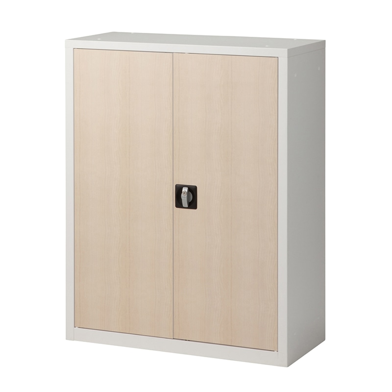 扉付き木目調スチール書庫 両開き3段 オーク 1台(ご注文単位1台)【直送品】