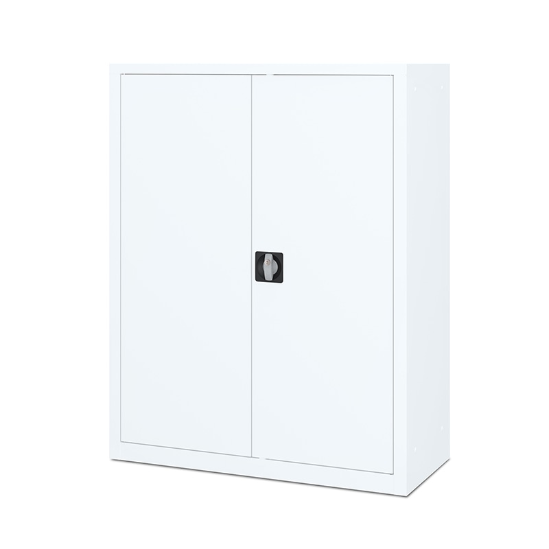 扉付きスチール書庫 両開き3段 下置き ホワイト 1台(ご注文単位1台)【直送品】