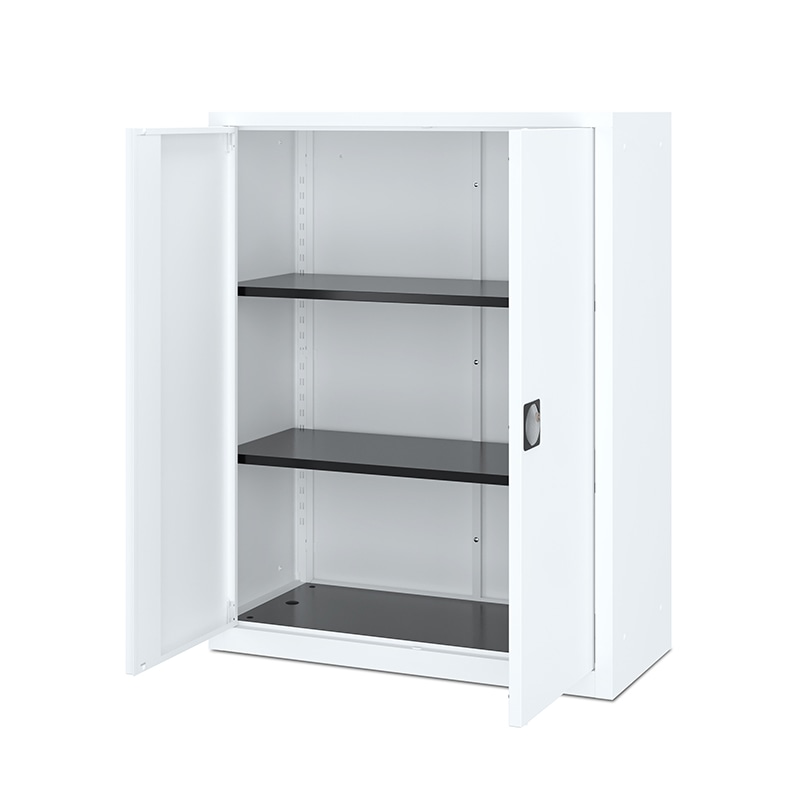 扉付きスチール書庫 両開き3段　下置き ホワイト 1台（ご注文単位1台）【直送品】