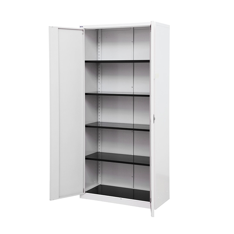 扉付きスチール書庫 両開き5段　下置き ホワイト 1台（ご注文単位1台）【直送品】