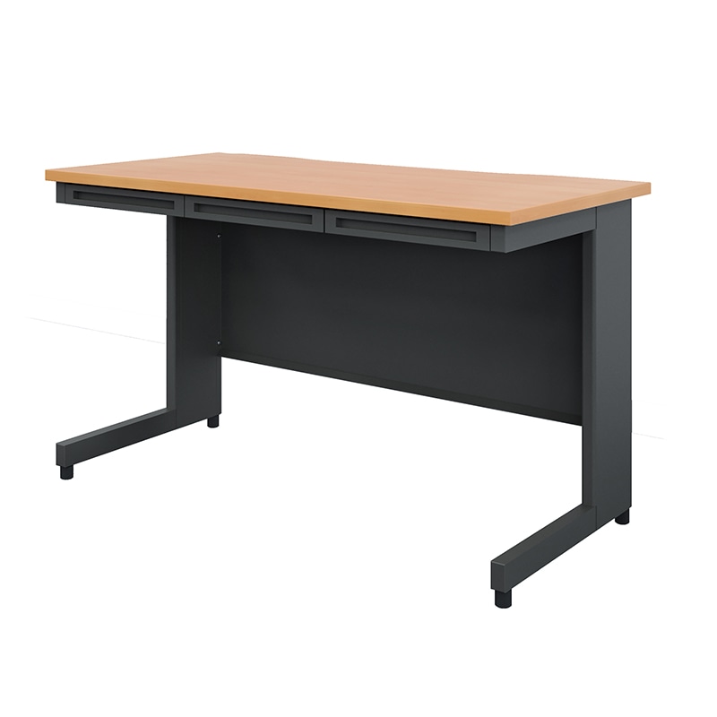 スチール製パソコンデスク 120cm 木目天板×ブラック本体 1台(ご注文単位1台)【直送品】