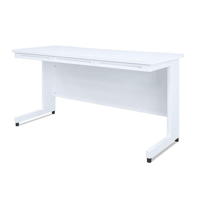 スチール製パソコンデスク 140cm ホワイト天板×ホワイト本体 1台（ご注文単位1台）【直送品】