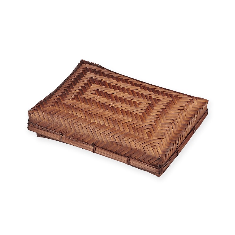 神堂 竹カゴ　茶染アジロBOX 長角  1個（ご注文単位1個）【直送品】