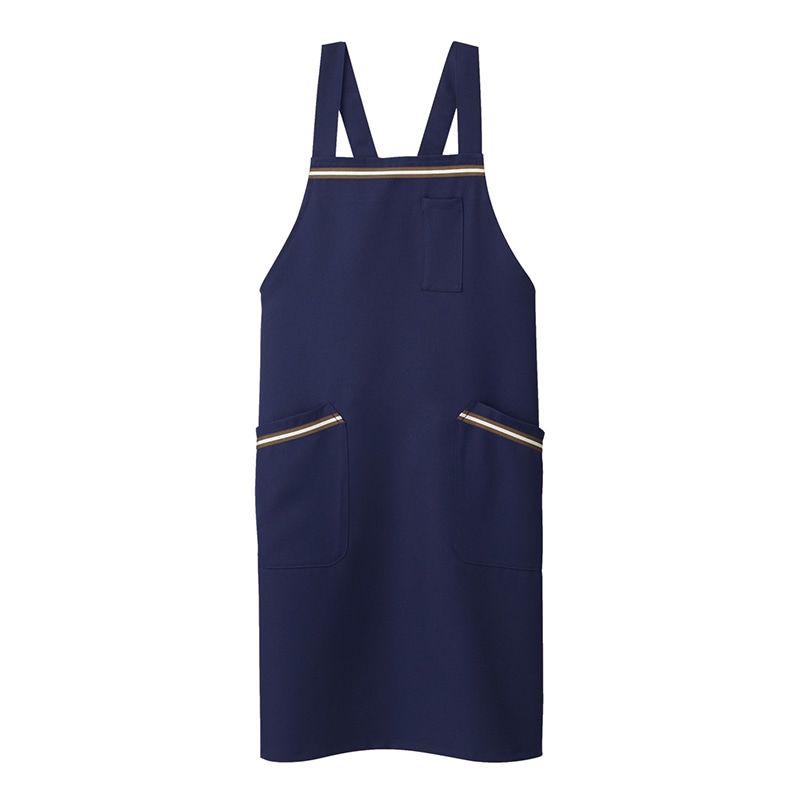 住商モンブラン(株) 5-804_F エプロン 男女兼用 フリーサイズ ネイビー/ブラウン 1枚(ご注文単位1枚)【直送品】