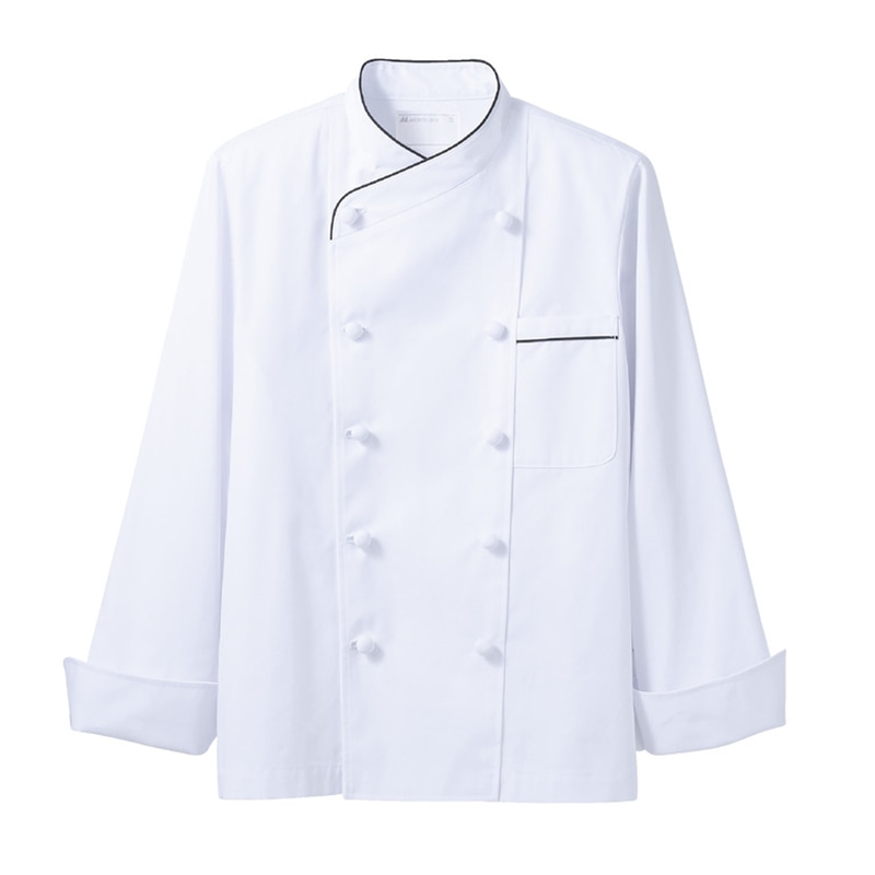 住商モンブラン(株) 6-951_M コックコート 男女兼用長袖 M 白/黒 1枚(ご注文単位1枚)【直送品】