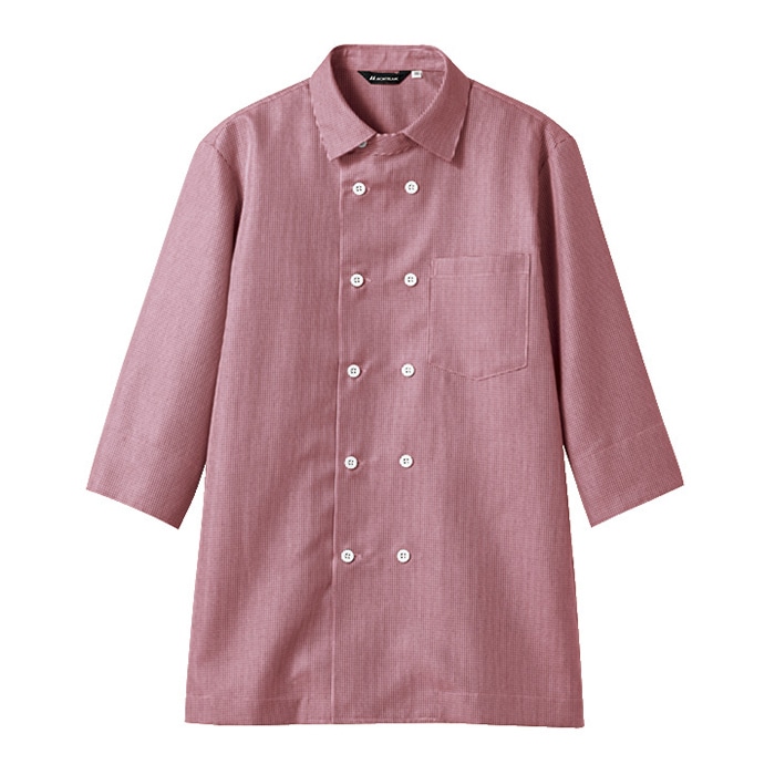 住商モンブラン(株) WC2621-5_L シャツ 男女兼用7分袖　L ワインチェック 1枚（ご注文単位1枚）【直送品】