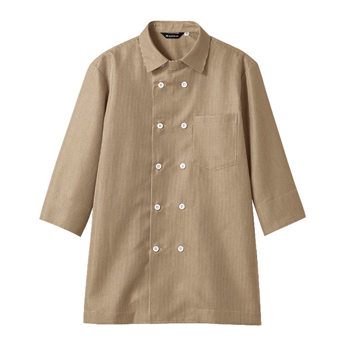 住商モンブラン(株) WC2621-7_S シャツ 男女兼用7分袖　S ブラウンチェック 1枚（ご注文単位1枚）【直送品】