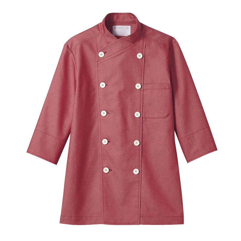住商モンブラン(株) 6-1103_S コックコート 男女兼用7分袖 S レッド 1枚(ご注文単位1枚)【直送品】