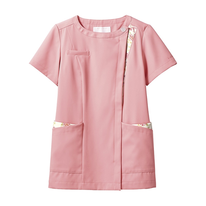 ナースジャケット 半袖 LW601-62 ローズ×アメリピンク LL 1個(ご注文単位1個)【直送品】