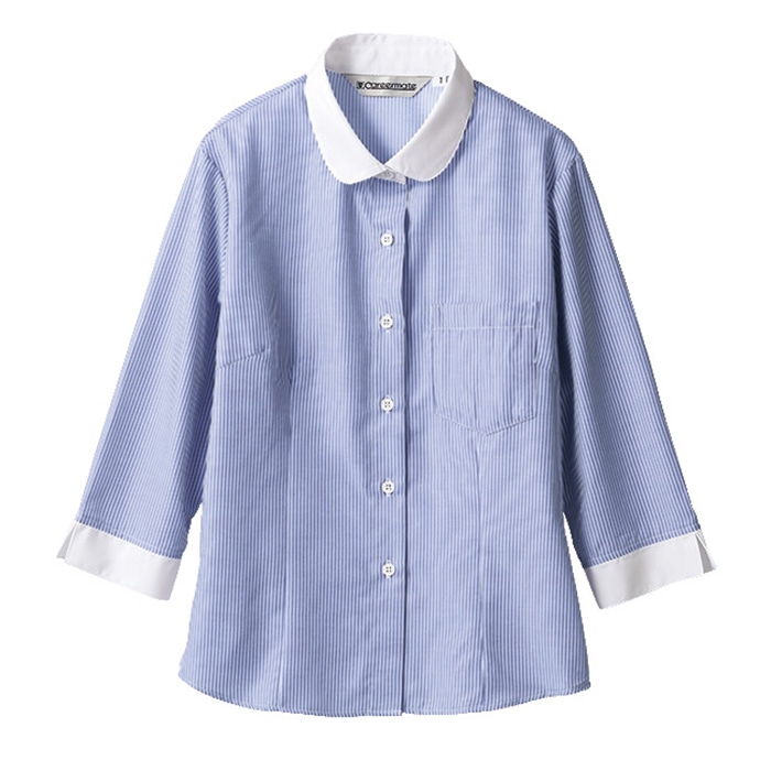 住商モンブラン(株) MC7201_11 シャツ レディス7分袖　11 ブルーストライプ 1枚（ご注文単位1枚）【直送品】