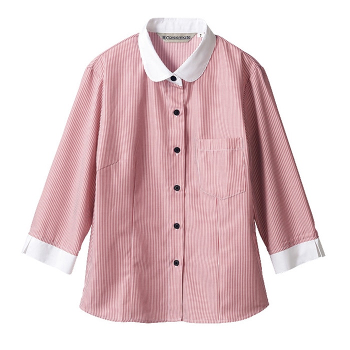 住商モンブラン(株) MC7203_13 シャツ レディス7分袖　13 ワインストライプ 1枚（ご注文単位1枚）【直送品】