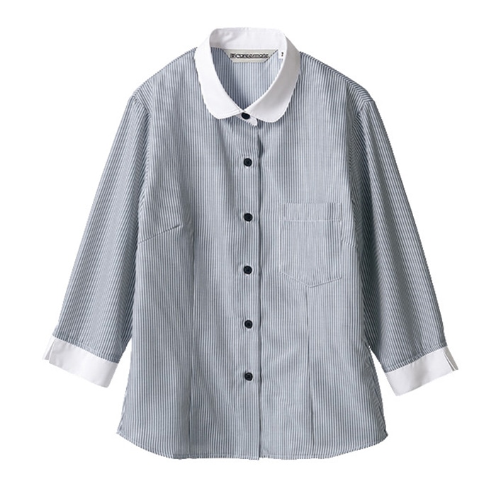 住商モンブラン(株) MC7205_15 シャツ レディス7分袖　15 グレーストライプ 1枚（ご注文単位1枚）【直送品】