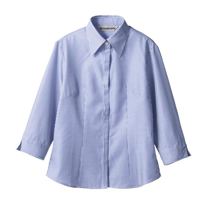 住商モンブラン(株) MC7231_15 シャツ レディス7分袖　15 ブルーストライプ 1枚（ご注文単位1枚）【直送品】
