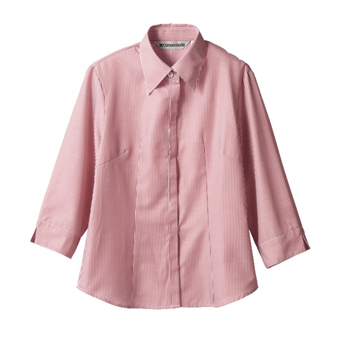 住商モンブラン(株) MC7233_9 シャツ レディス7分袖　9 ワインストライプ 1枚（ご注文単位1枚）【直送品】