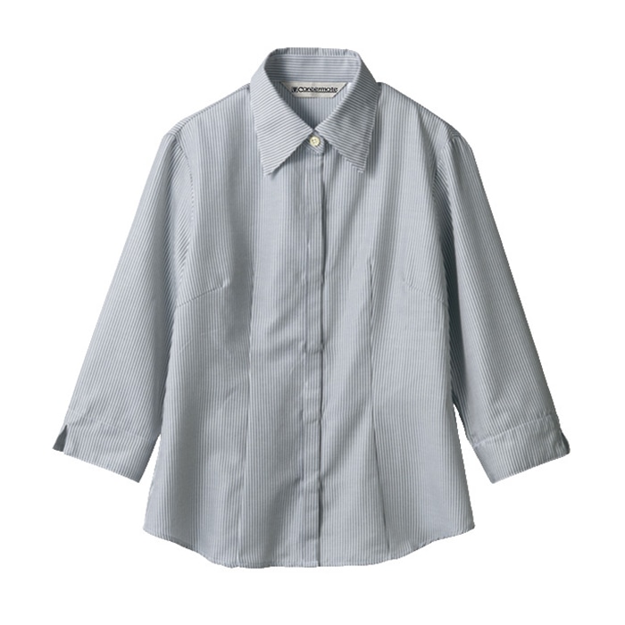 住商モンブラン(株) MC7235_7 シャツ レディス7分袖　7 グレーストライプ 1枚（ご注文単位1枚）【直送品】