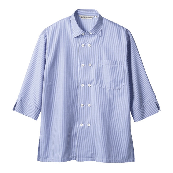 住商モンブラン(株) MC7351_LL シャツ 男女兼用7分袖　LL ブルーストライプ 1枚（ご注文単位1枚）【直送品】