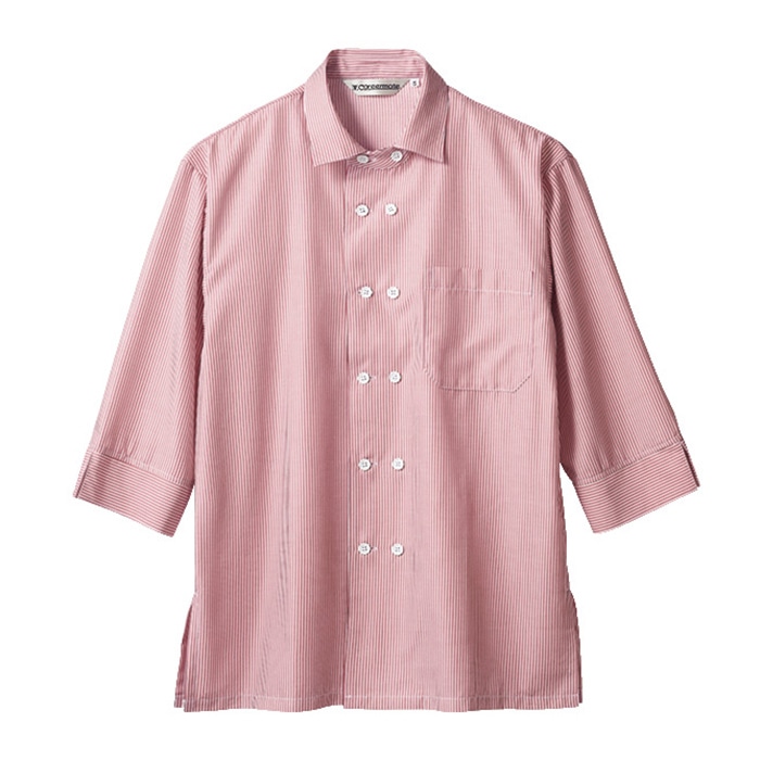 住商モンブラン(株) MC7353_M シャツ 男女兼用7分袖　M ワインストライプ 1枚（ご注文単位1枚）【直送品】