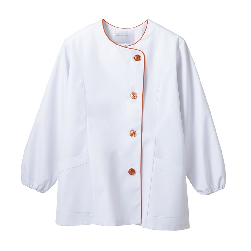 住商モンブラン(株) 1-041_S 調理衣 レディス長袖　S 白／オレンジ 1枚（ご注文単位1枚）【直送品】
