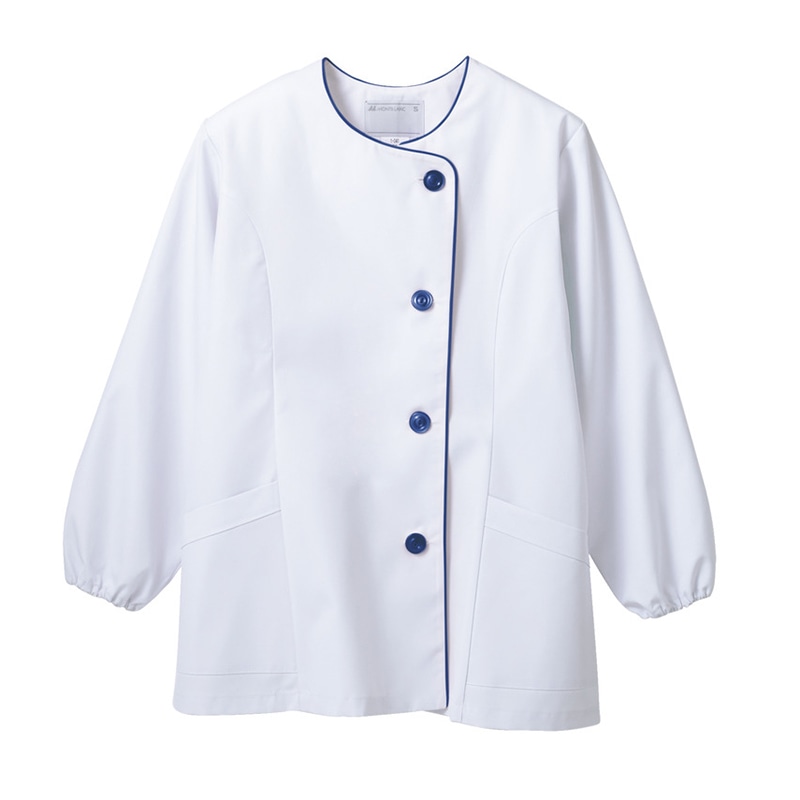 住商モンブラン(株) 1-043_LL 調理衣 レディス長袖　LL 白／紺 1枚（ご注文単位1枚）【直送品】