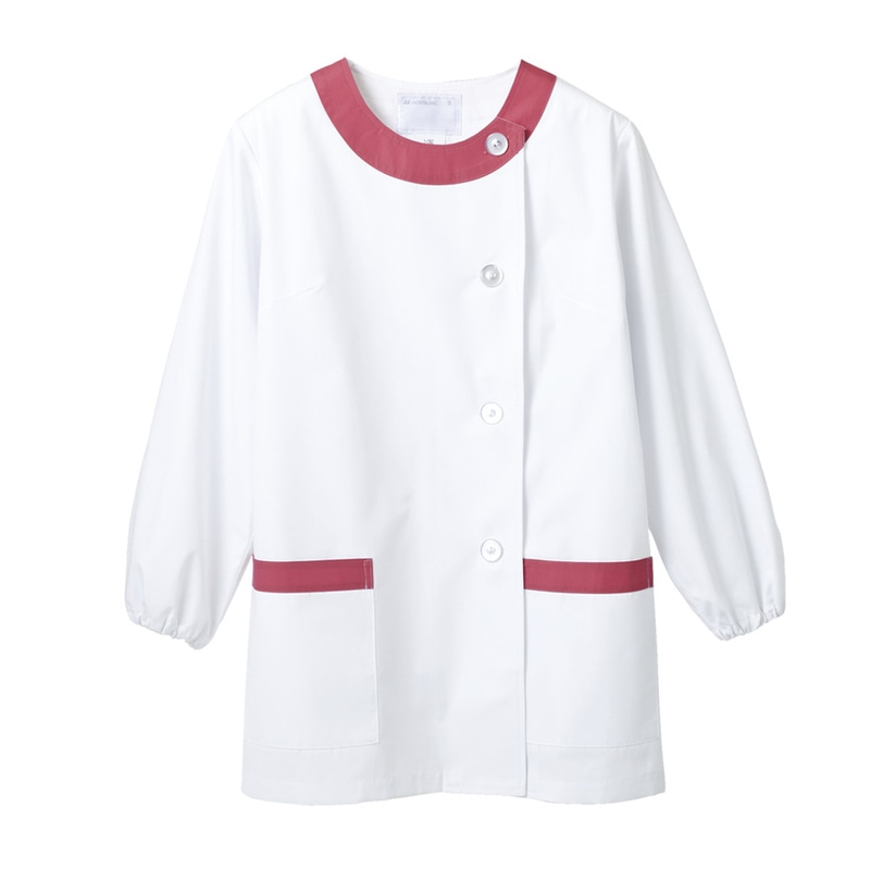 住商モンブラン(株) 1-093_L 調理衣 レディス長袖　L 白／ピンク 1枚（ご注文単位1枚）【直送品】