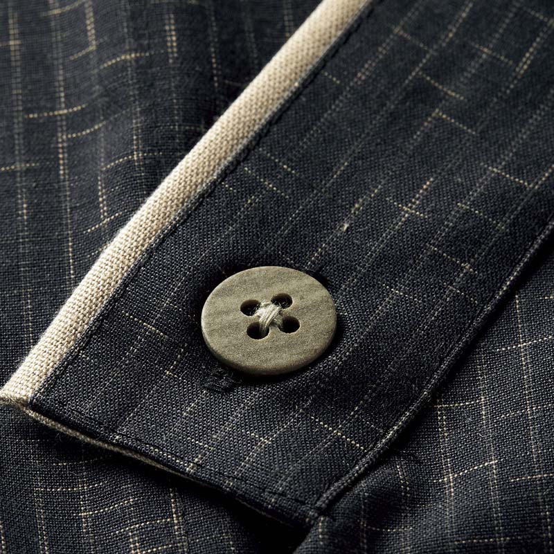 住商モンブラン(株) 2-391_L 和風シャツ 男女兼用7分袖 L 黒/ベージュ 1枚(ご注文単位1枚)【直送品】