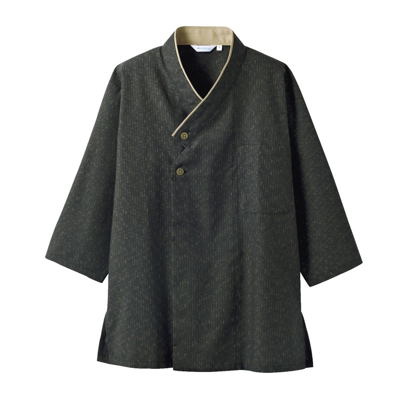 住商モンブラン(株) 2-391_3L 和風シャツ 男女兼用7分袖　3L 黒／ベージュ 1枚（ご注文単位1枚）【直送品】