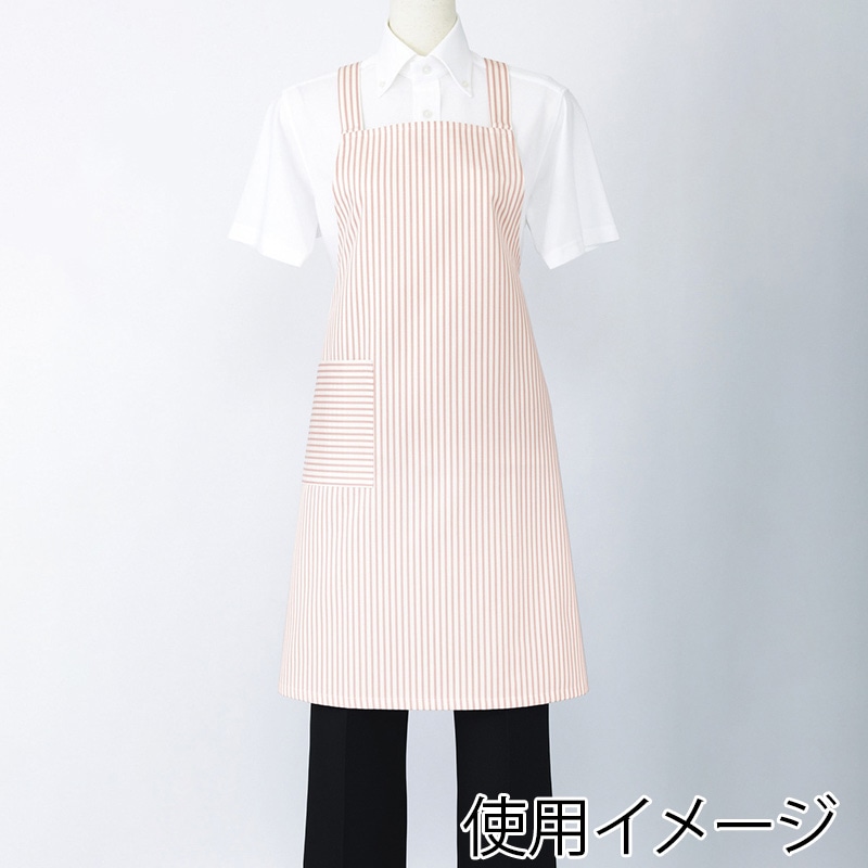 住商モンブラン(株) 5-221_F エプロン 男女兼用 フリーサイズ ブルーストライプ 1枚(ご注文単位1枚)【直送品】