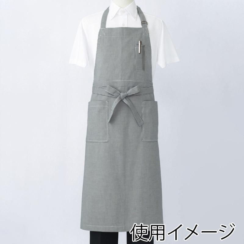 住商モンブラン(株) 5-701_F エプロン 男女兼用 フリーサイズ 濃紺 千鳥格子 1枚(ご注文単位1枚)【直送品】