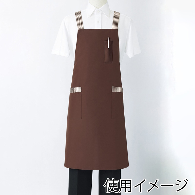 住商モンブラン(株) 5-722_F エプロン 男女兼用 フリーサイズ 茶 1枚(ご注文単位1枚)【直送品】
