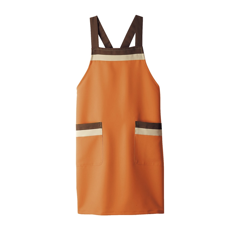 住商モンブラン(株) 5-772_F エプロン 男女兼用 フリーサイズ オレンジ/ブラウン/ベージュ 1枚(ご注文単位1枚)【直送品】