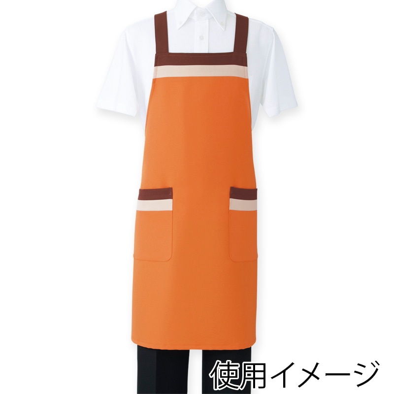 住商モンブラン(株) 5-773_F エプロン 男女兼用 フリーサイズ ベージュ/ブラウン/オレンジ 1枚(ご注文単位1枚)【直送品】