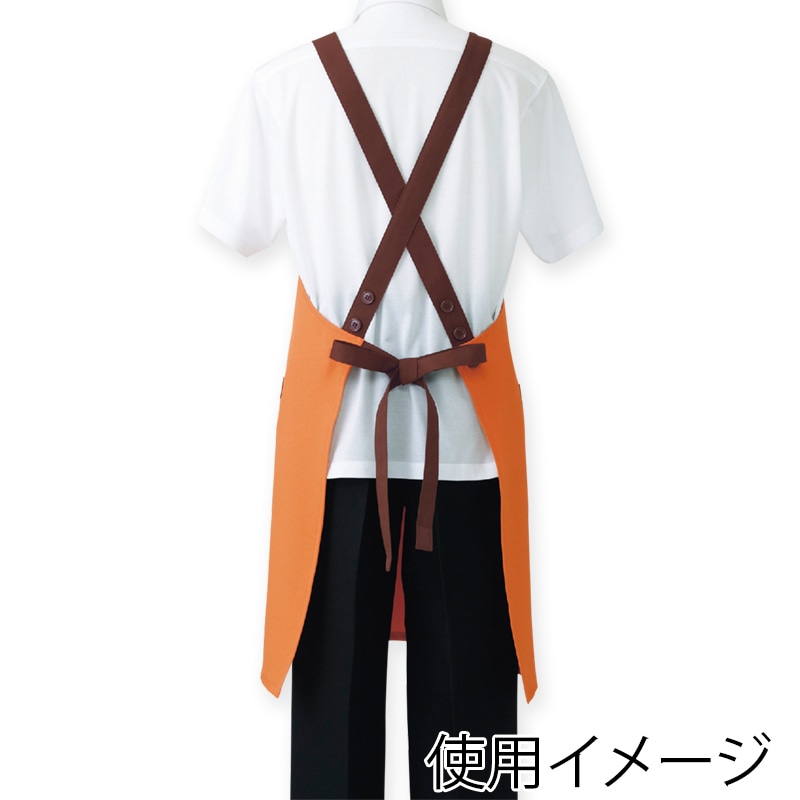 住商モンブラン(株) 5-773_F エプロン 男女兼用 フリーサイズ ベージュ/ブラウン/オレンジ 1枚(ご注文単位1枚)【直送品】