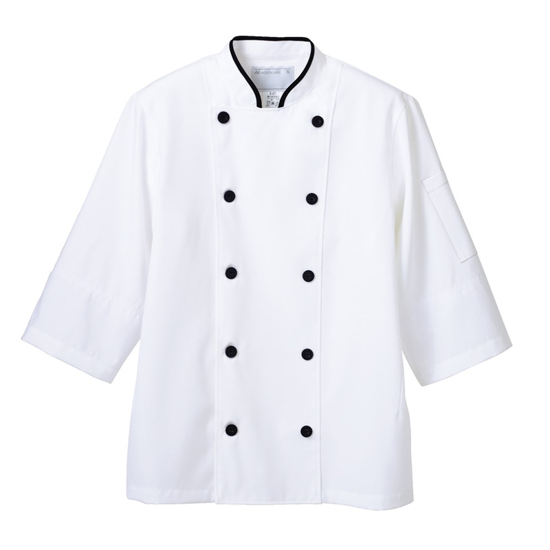 住商モンブラン(株) 6-471_3L コックコート 男女兼用7分袖 3L 白/黒 1枚(ご注文単位1枚)【直送品】