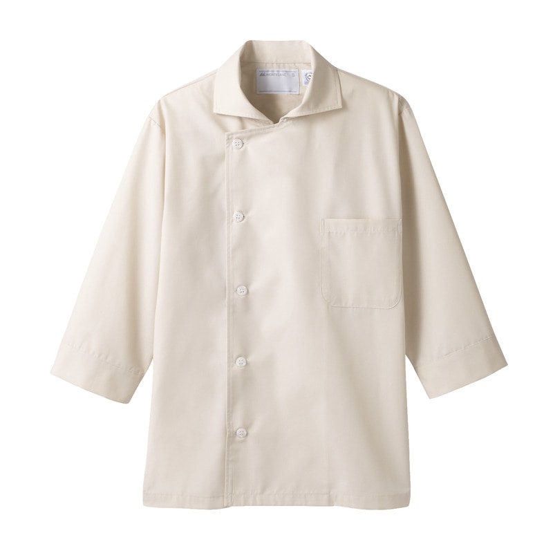 住商モンブラン(株) 6-693_M コックシャツ 男女兼用7分袖 M ベージュ 1枚(ご注文単位1枚)【直送品】
