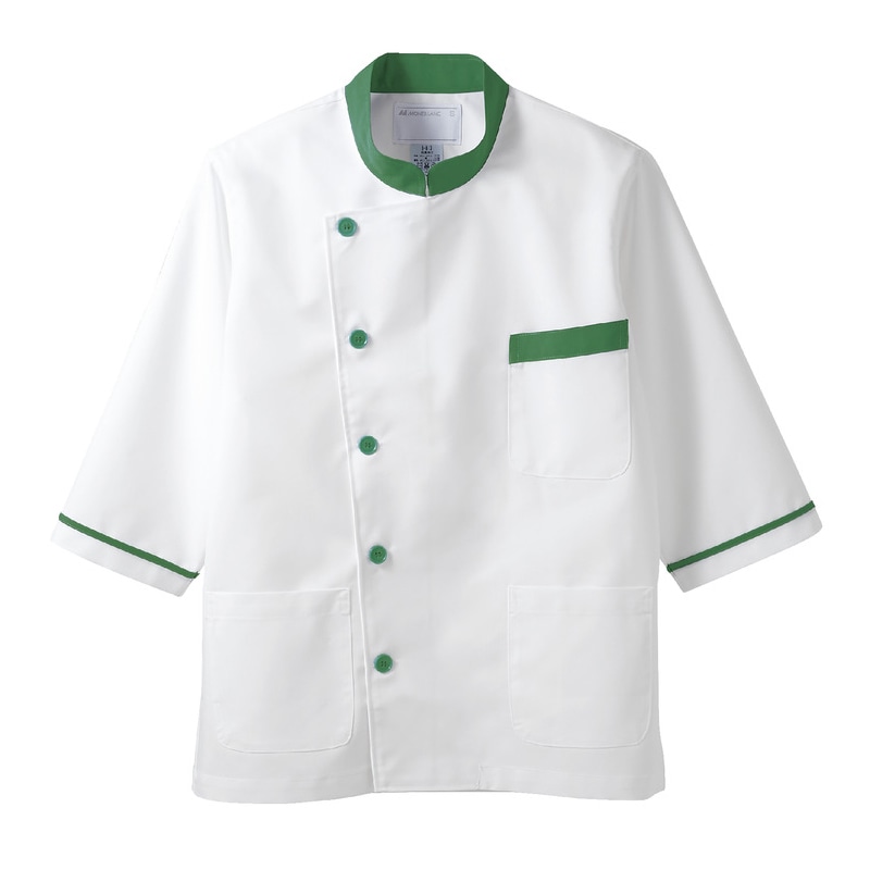 住商モンブラン(株) 6-815_3L 調理衣 男女兼用7分袖 3L 白/グリーン 1枚(ご注文単位1枚)【直送品】