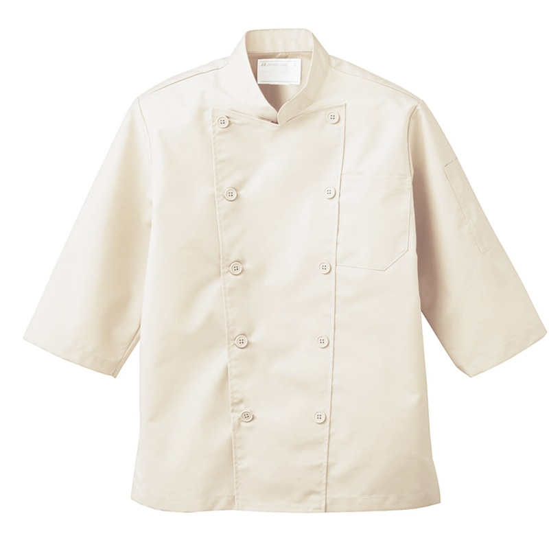 住商モンブラン(株) 6-827_LL コックコート 男女兼用7分袖　LL ベージュ 1枚（ご注文単位1枚）【直送品】