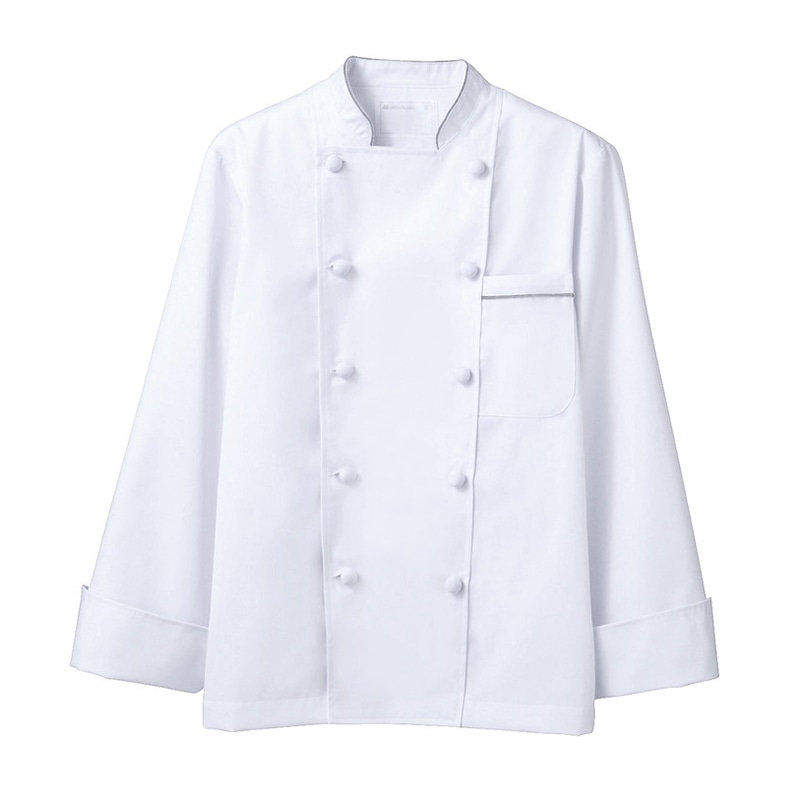 住商モンブラン(株) 6-971_S コックコート 男女兼用長袖 S 白/グレー 1枚(ご注文単位1枚)【直送品】
