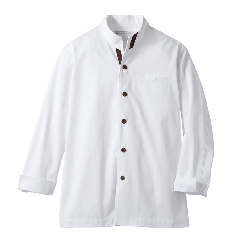 住商モンブラン(株) 6-981_L コックジャケット 男女兼用長袖 L 白/ブラウン 1枚(ご注文単位1枚)【直送品】