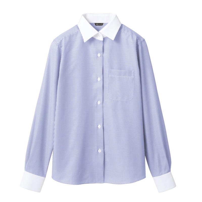 住商モンブラン(株) BV2201-4_17 シャツ レディス長袖　17 ブルーストライプ 1枚（ご注文単位1枚）【直送品】