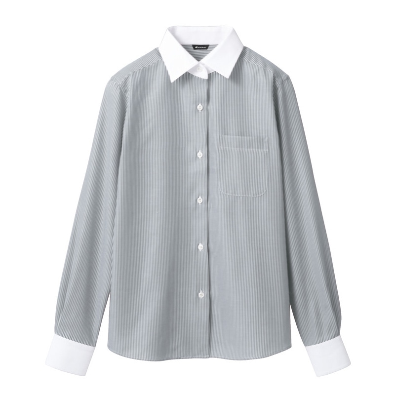 住商モンブラン(株) BV2201-6_15 シャツ レディス長袖　15 グレーストライプ 1枚（ご注文単位1枚）【直送品】