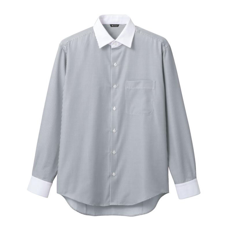 住商モンブラン(株) BV2571-6_LL シャツ メンズ長袖　LL グレーストライプ 1枚（ご注文単位1枚）【直送品】