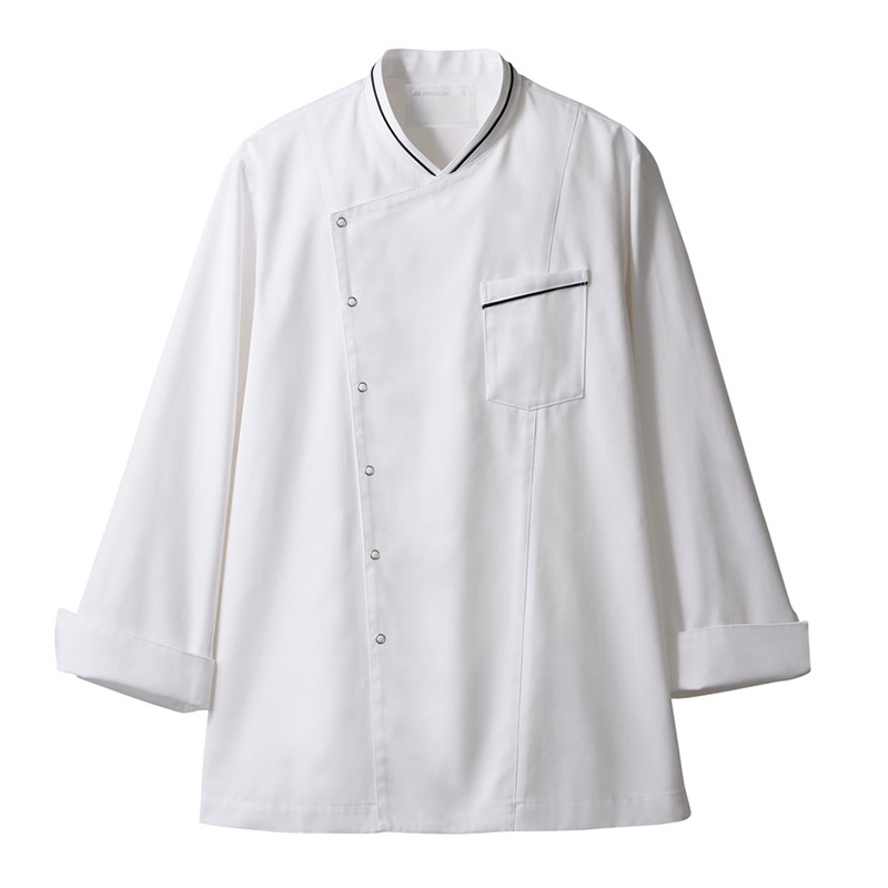 住商モンブラン(株) 6-1061_L コックコート 男女兼用長袖　L 白／黒 1枚（ご注文単位1枚）【直送品】