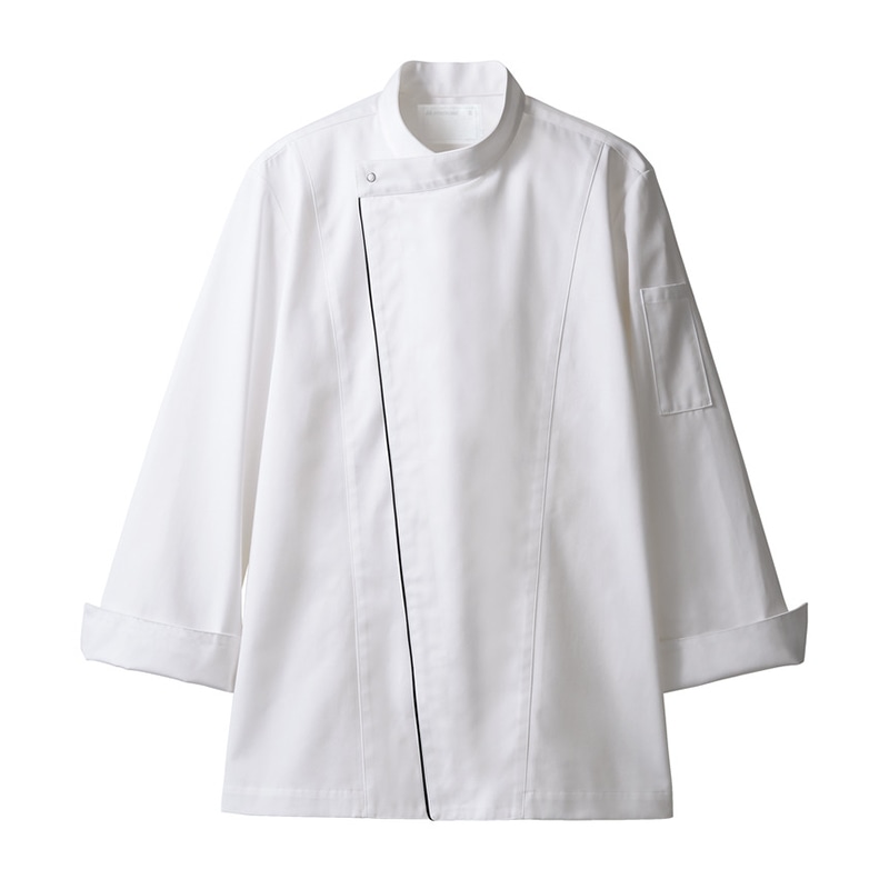 住商モンブラン(株) 6-1051_S コックコート 男女兼用長袖　S 白／黒 1枚（ご注文単位1枚）【直送品】