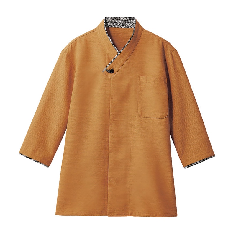 住商モンブラン(株) 2-737_L シャツ 男女兼用7分袖　L オレンジ／黒 1枚（ご注文単位1枚）【直送品】