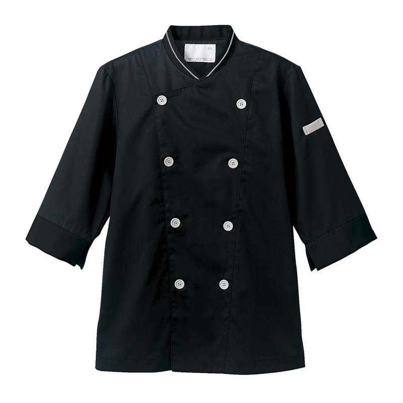 住商モンブラン(株) 6-430_L コックコート 男女兼用7分袖 L 黒/ライトグレー 1枚(ご注文単位1枚)【直送品】