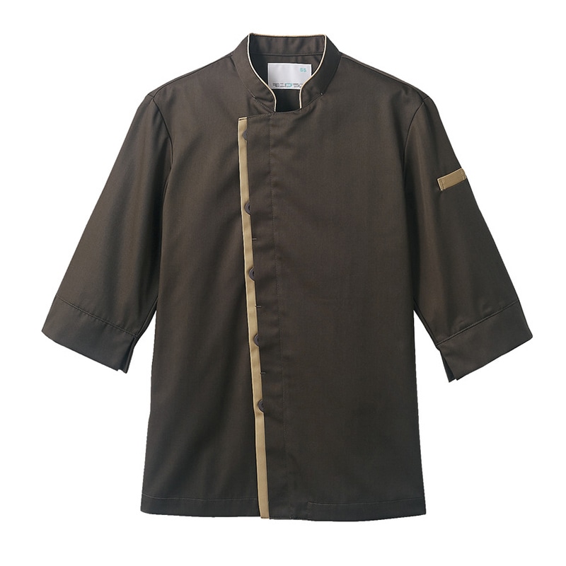 住商モンブラン(株) 6-428_LL コックコート 男女兼用7分袖 LL ブラウン/ベージュ 1枚(ご注文単位1枚)【直送品】