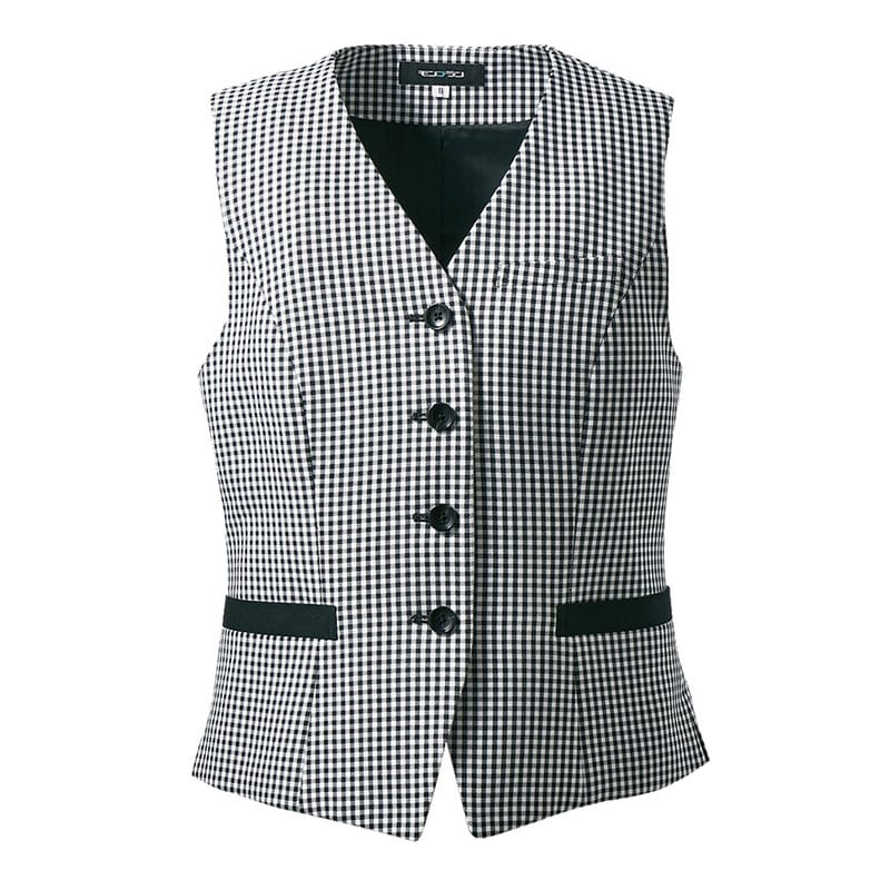 住商モンブラン(株) BG6002-0_5 ベスト レディス 5 黒チェック 1枚(ご注文単位1枚)【直送品】