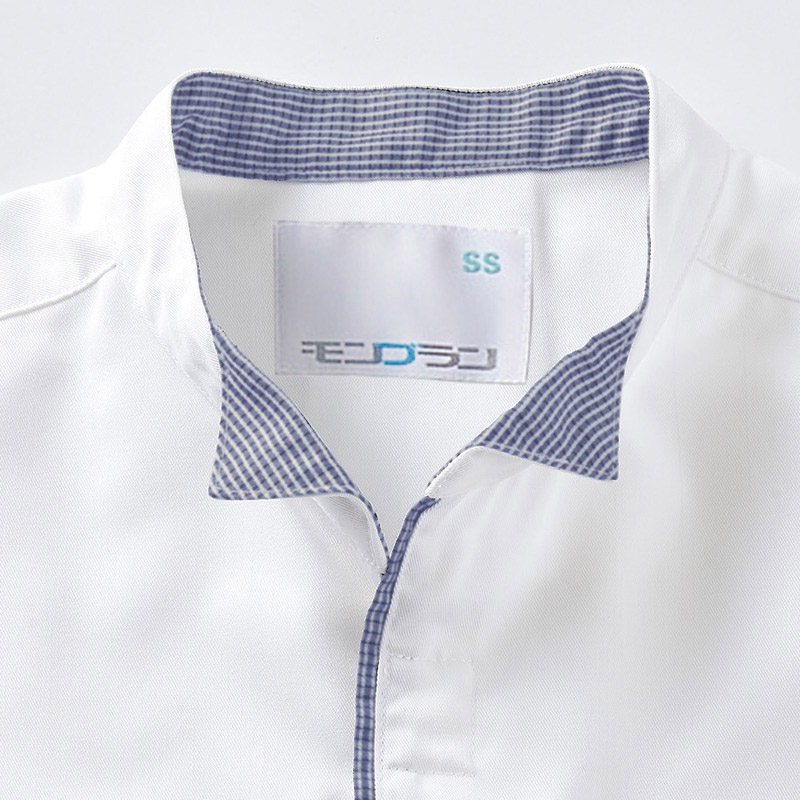 住商モンブラン(株) 2-683_S 調理コート 男女兼用7分袖袖ネット付　S 白／ブルーチェック 1枚（ご注文単位1枚）【直送品】